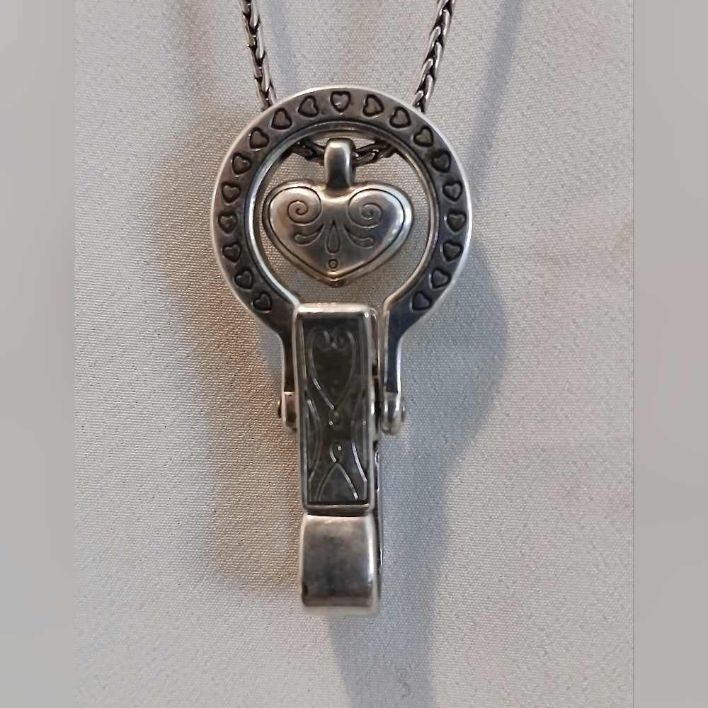Brighton Silver Heart Badge Locket Necklace - Picture 2 of 6